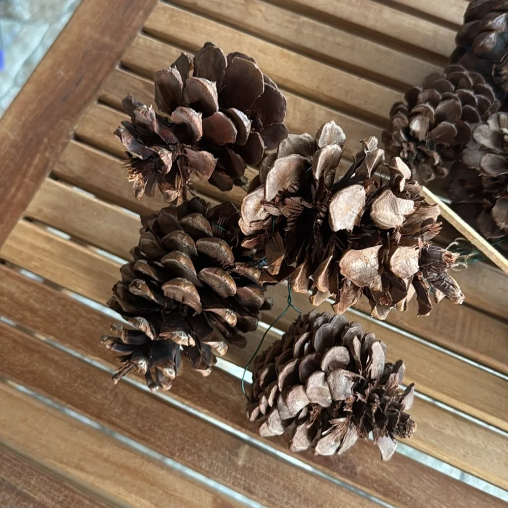Bundle of Jingle Bell Garland, Holly Burlap Border & Pine Cones